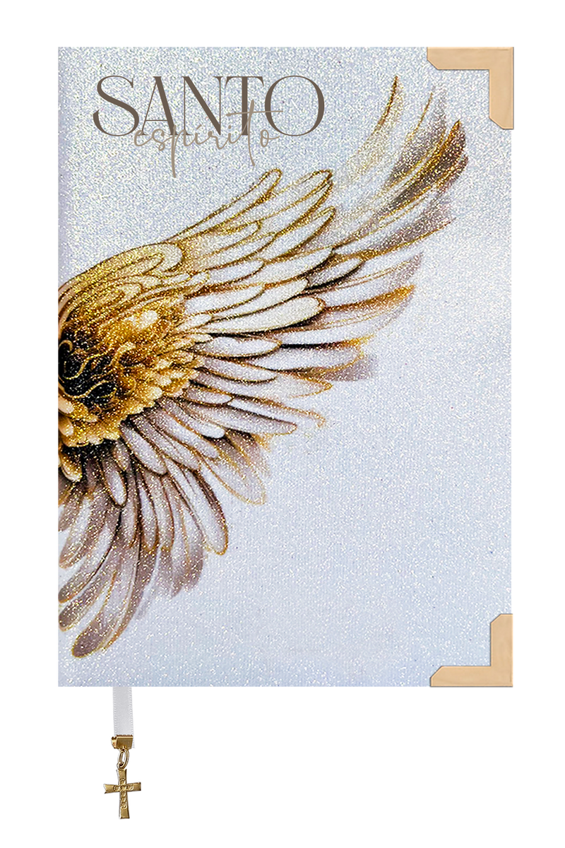 Bíblia Glitter Branco SANTO ESPÍRITO Dourado