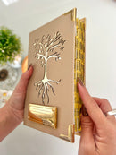 Combo Bíblia Courino Nude Arvore da Vida + Placa grande + cartela de índice