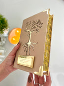 Combo Bíblia Courino Nude Arvore da Vida + Placa grande + cartela de índice