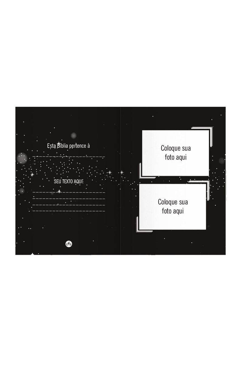 Bíblia Glitter Mar Negro com Nome personalizado em Rosa