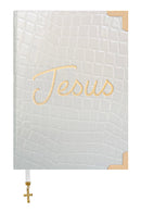 Bíblia Courino Croco Quadrado Verniz Branco