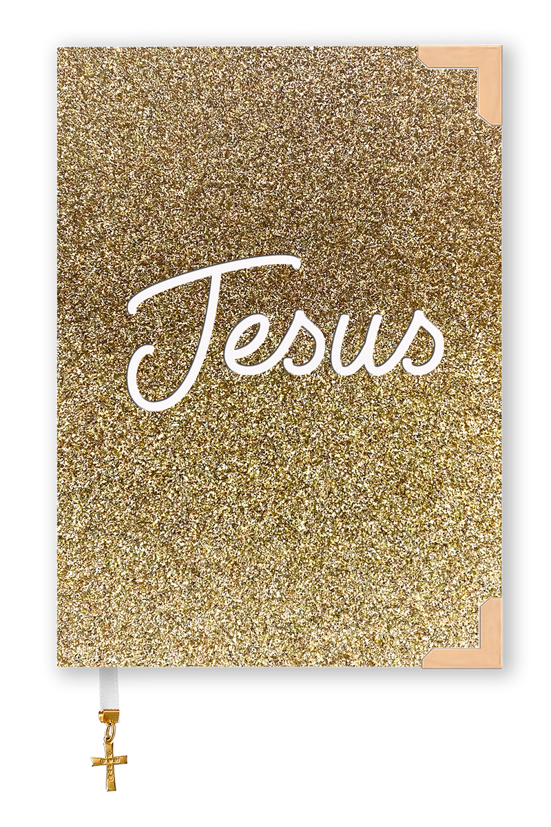 Bíblia Glitter Dourada com Nome Personalizado
