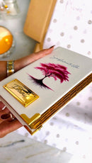 Combo Bíblia Courino Branco Arvore da Vida Rosa com Cartela de índice e Placa Grande