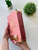 Combo Bíblia Pombinha do Espirito Santo glitter Rose + Placa Grande + Cartela de índice