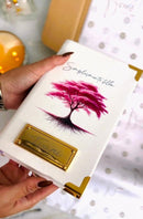 Combo Bíblia Courino Branco Arvore da Vida Rosa com Cartela de índice e Placa Grande